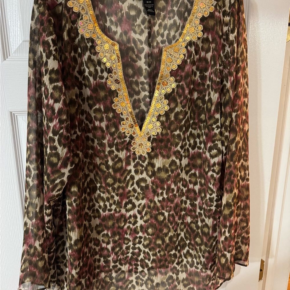 Lane Bryant Multicolor Animal Print Blouse